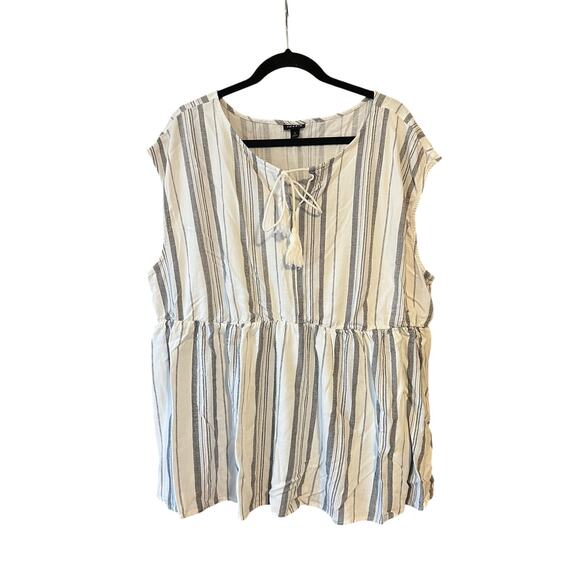 Torrid Women’s Striped Stret Peplum Blouse Top Sleeveless White Grey Size 3 - Picture 1 of 9
